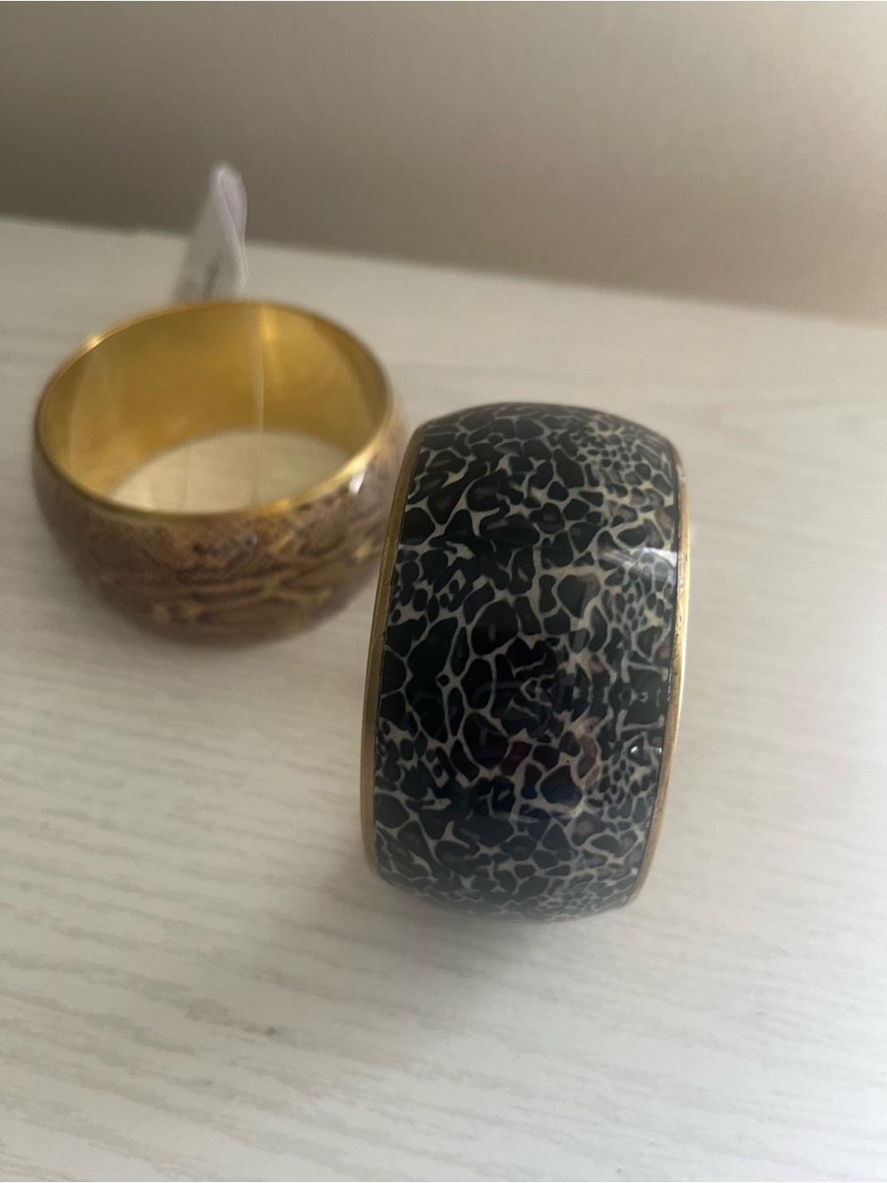 Source Unknown Gold-Trim Brown Snake and Black Crackle Bangle Set - Picture 3 of 5